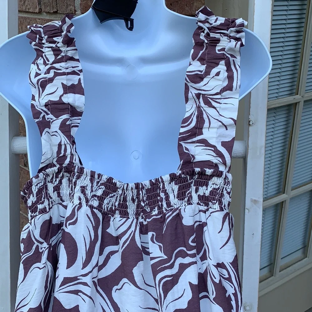 A new day A-line dress, white and mulberry Sleeveless, side pockets - Picture 5 of 9